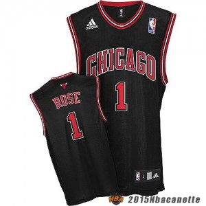 Chicago Bulls Derrick Rose #1 Revolution 30 nero e rosso Maglie Basket NBA