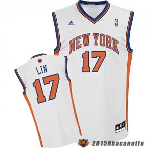New York Knicks Jeremy Lin #17 Revolution 30 bianco Maglie Basket NBA